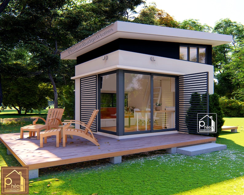 Modern tiny house plan with loft bedroom 25 sqm., Layout Kit with AutoCAD, Floor Plan with Autocad, Digital Download image 1