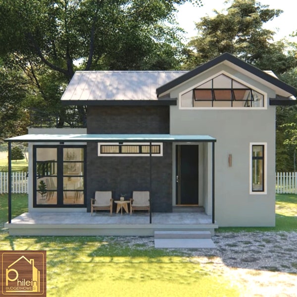 Amazing Small House Plan with 2-Bedrooms | House Design Inspiration| Layout Kit (Basic Floor Plan, Elevation Sections) | Digital Download