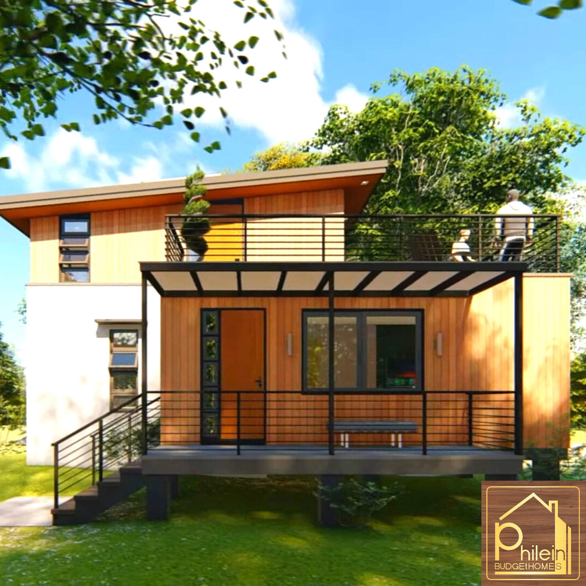 Modern House Design with 3 Bedrooms Veranda Porch and Roof - Etsy