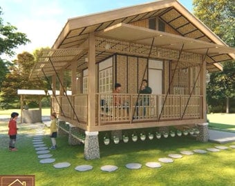 farm house design (with 2 bedrooms & veranda) | Basic Floor Plan | Digital Download