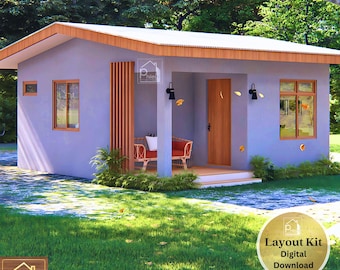 31 sqm Small House Plan - 1 Bedroom with Porch - Floor Plan & Elevations - Instant Download