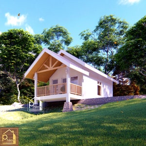 Beautiful Farm House Design with loft (50sqm / 538sqft) | Basic Floor Plan, with Elevation Sections | Digital Download