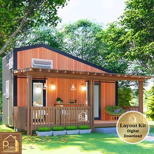Tiny House Grundriss mit Loft & Porch: 20.5 m² (Instant Download)