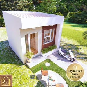 Compact klein huisje 16 m² met 1 slaapkamer | Basisplattegrond met verhogingen | Direct downloaden