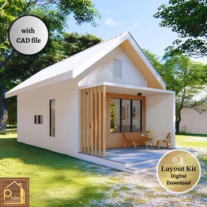 Comfortabel bejaardentehuis van 44 m² met vide | Basisplattegrond en hoogte met CAD-bestand | Digitale download