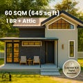 20' x 27' Modern House Plan - 645 Sq Ft 2 Bedroom with Balcony & Covered Porch - Floor Plan Elevations - Instant Download PDF - 60 sqm Home
