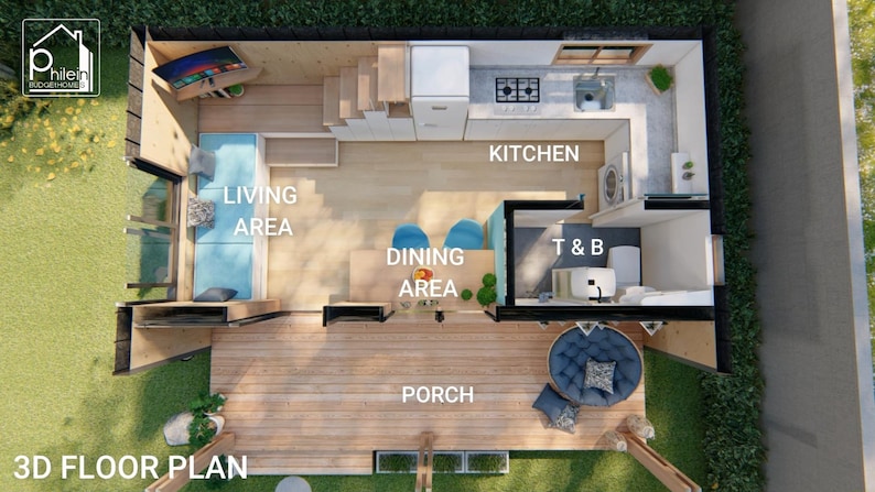 Tiny House Plan: 280 Sq Ft With Loft - Floor Plan & Elevations (digital ...