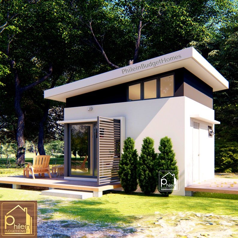 Modern tiny house plan with loft bedroom 25 sqm., Layout Kit with AutoCAD, Floor Plan with Autocad, Digital Download image 3