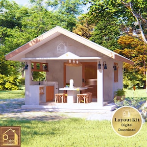 Tiny House Plan: 33 sqm Farmhouse with Outdoor Kitchen (PDF Download)