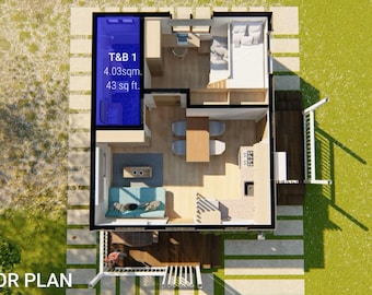 Small House Plan With Porch: Bedroom 30 Sqm Floor Plan