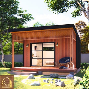 Cute Backyard CABIN 161sq.ft.(15sqm.) | House Design Inspiration | Basic Floor Plan, Elevation Sections | Digital Download