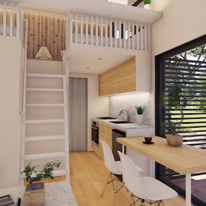 Modern tiny house plan with loft bedroom 25 sqm., Layout Kit with AutoCAD, Floor Plan with Autocad, Digital Download image 7