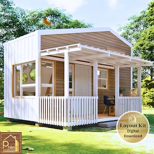 Uitstekende Tiny House-plattegrond, 23 m², basisplattegrond, 4 verdiepingen, 2 delen, digitale download