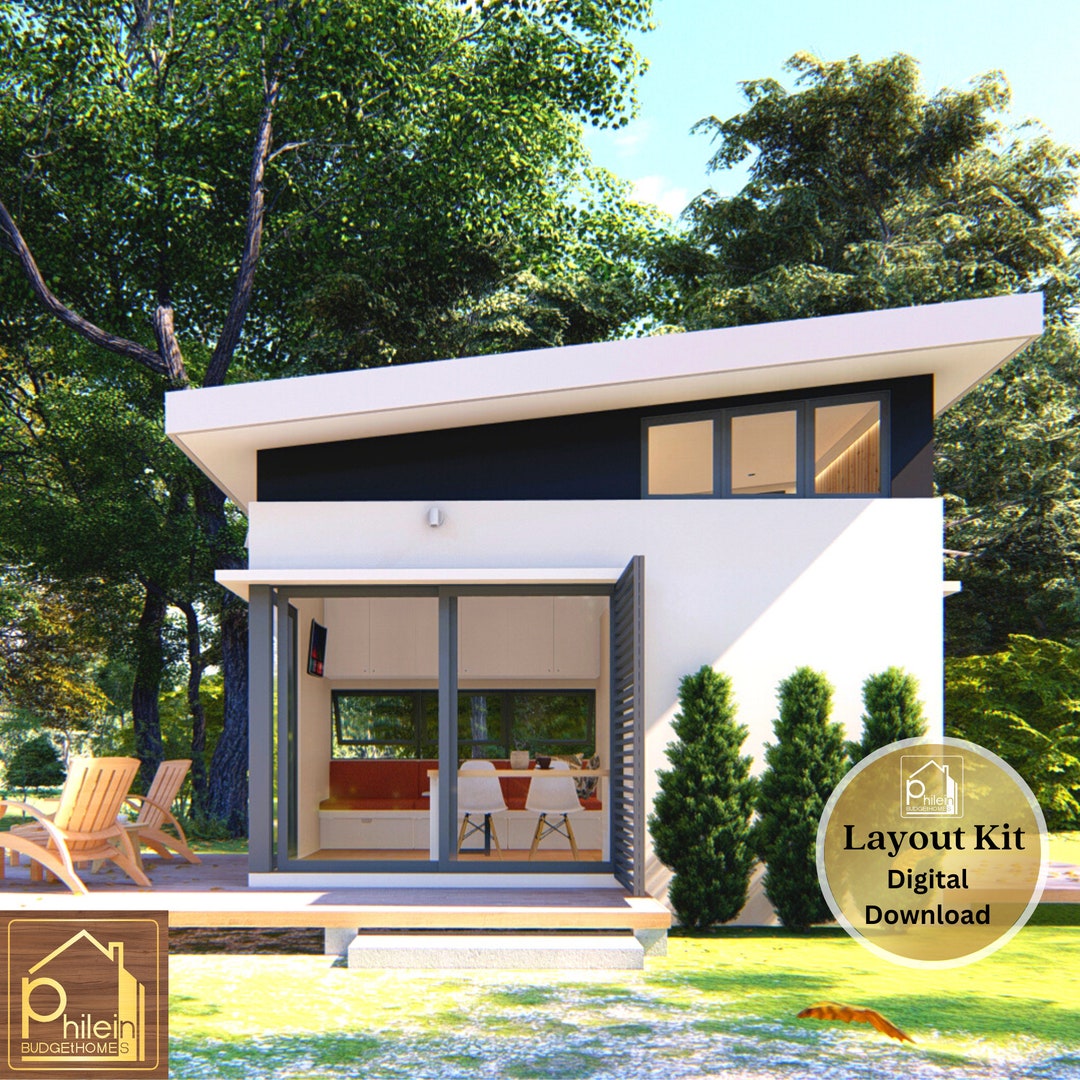 Modern Tiny House Plan With Loft Bedroom 2 Beds 25 Sqm. - Etsy Australia