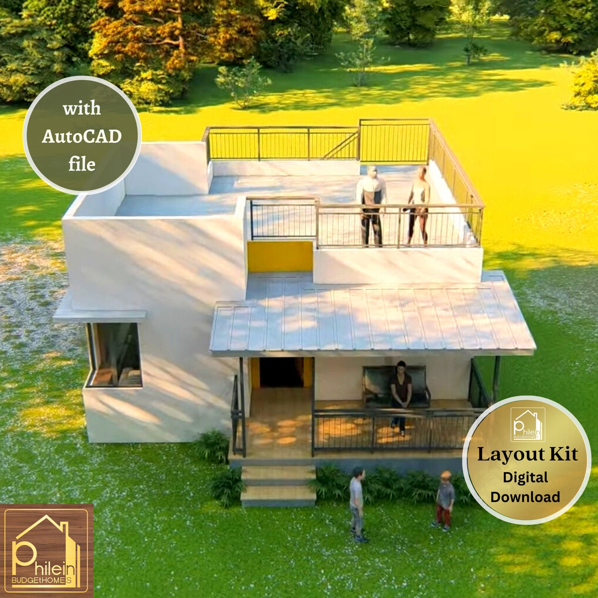 Box Type House With Roof Deck 45 Sqm. Simple House Design W Etsy