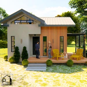 Uitnodigend Tiny House-plan: 46 m² met 1 slaapkamer en zolder | Basisplattegrond | Hoogteprofielen | Direct downloaden