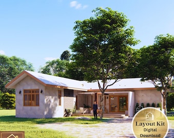 3 Bedroom Bungalow House Plan: 78sqm, Porch & Outdoor Dining (Digital Download)