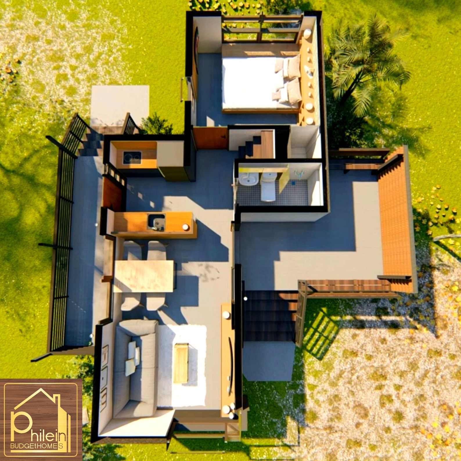 Modern House Plan with 3 Bedrooms Veranda Porch and Roof - Etsy UK