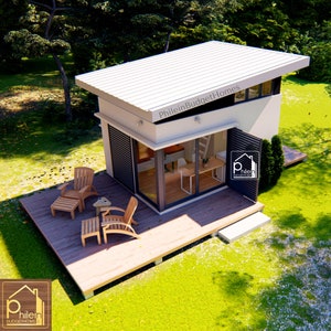Modern tiny house plan with loft bedroom 25 sqm., Layout Kit with AutoCAD, Floor Plan with Autocad, Digital Download image 4