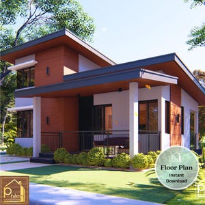 26&#39; x 26&#39; Modern House Plan 72 sqm with 3 Bedroom |  Basic Floor Plan | Instant Download