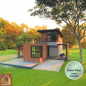 32' x 29' Modern House Plan 52 sqm with 2 bedrooms lanai porch and roof deck | Basic Floor Plan | Instant Download