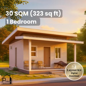 30 m² großes Tiny House Plan - 1 Schlafzimmer - Grundriss Ansichten - sofort downloadbar
