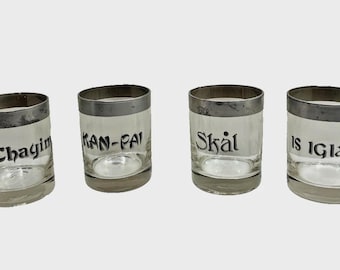 Vintage Silver Lined Clear Drinking Glasses ( Various Languages)