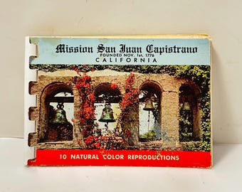 Vintage 70s Mission San Juan Capistrano California Bound Booklet — 10 Color Photo Album Book