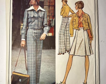 Vogue Paris Original Nina Ricci Sewing Pattern, 1970s Jacket, Skirt, Pants (Size 10)