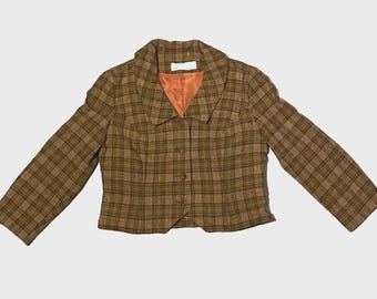 Vintage Pendleton Wool Cropped Blazer & Skirt Set