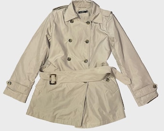 Beige Lauren Ralph Lauren Double-Breasted Belted Polyester Trench Coat