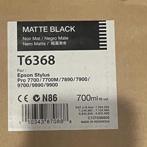 May include: A matte black ink cartridge for Epson Stylus Pro printers. The label includes the text "MATTE BLACK", the model number T6368, and the volume of 700ml. The cartridge is designed for various Epson Stylus Pro models.