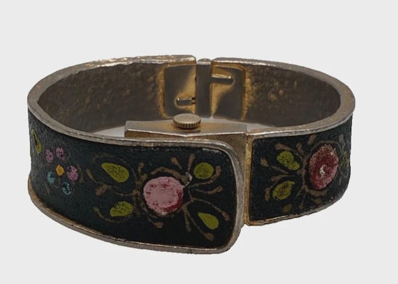 Vintage Floral Crawford Hidden Watch Bracelet