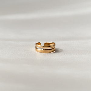 Minimalistischer Ring in Gold oder Silber, größenverstellbar WAVE Gold