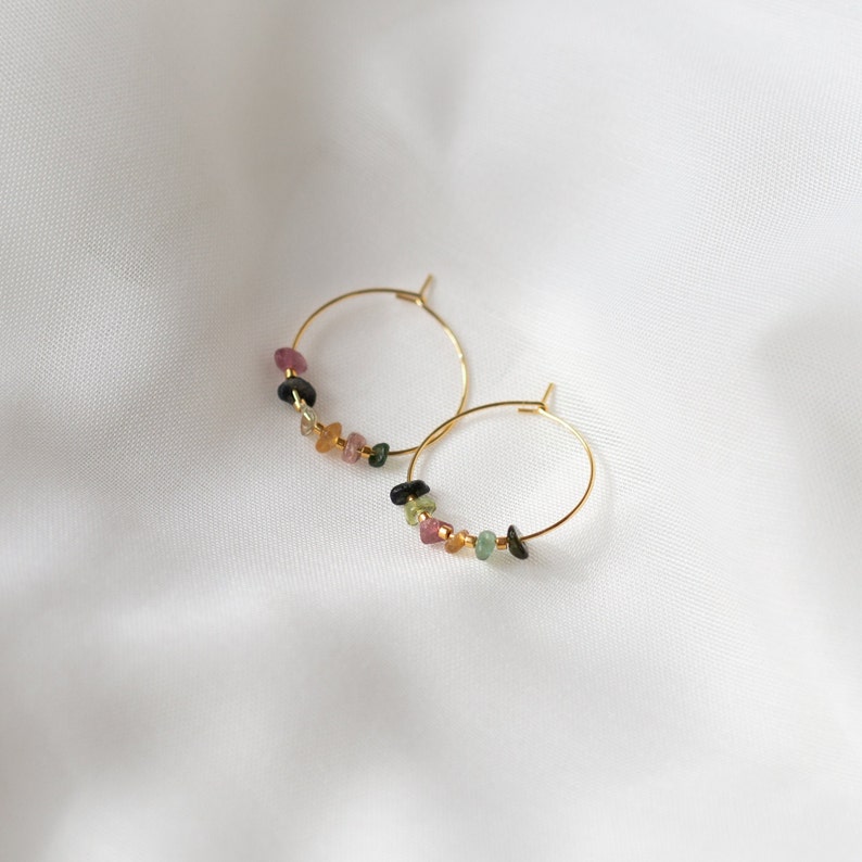 Dainty tourmaline earrings made of colorful gemstones AURELIA image 8