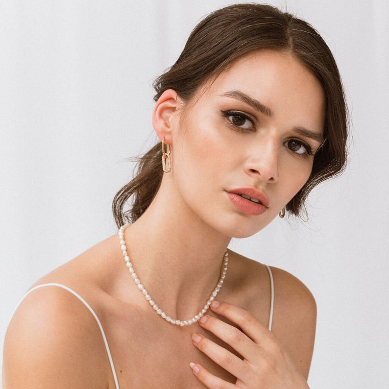 Zierliche Perlenkette aus Süßwasserperlen und 24k vergoldetem Verschluss, Süßwasserperlen Choker PEARL Bild 4