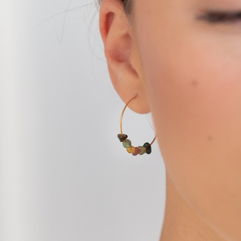 Dainty tourmaline earrings made of colorful gemstones AURELIA image 3