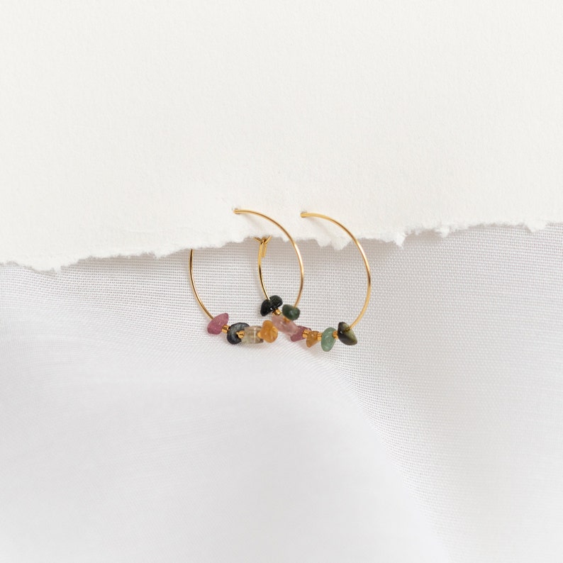 Dainty tourmaline earrings made of colorful gemstones AURELIA image 7