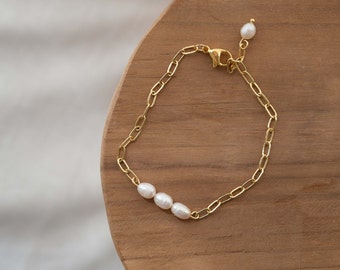 Pulsera de perlas minimalista hecha de perlas de agua dulce, regalo para dama de honor, joyería nupcial ELA