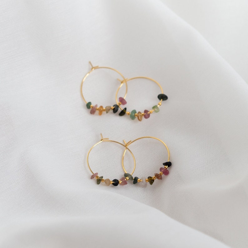 Dainty tourmaline earrings made of colorful gemstones AURELIA image 4