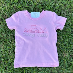Daddy&#39;s Caddy girls golf shirt, pink golf shirt, daughter Father&#39;s Day gift, daddy&#39;s girl gift, pink and green golf shirt, toddler golf