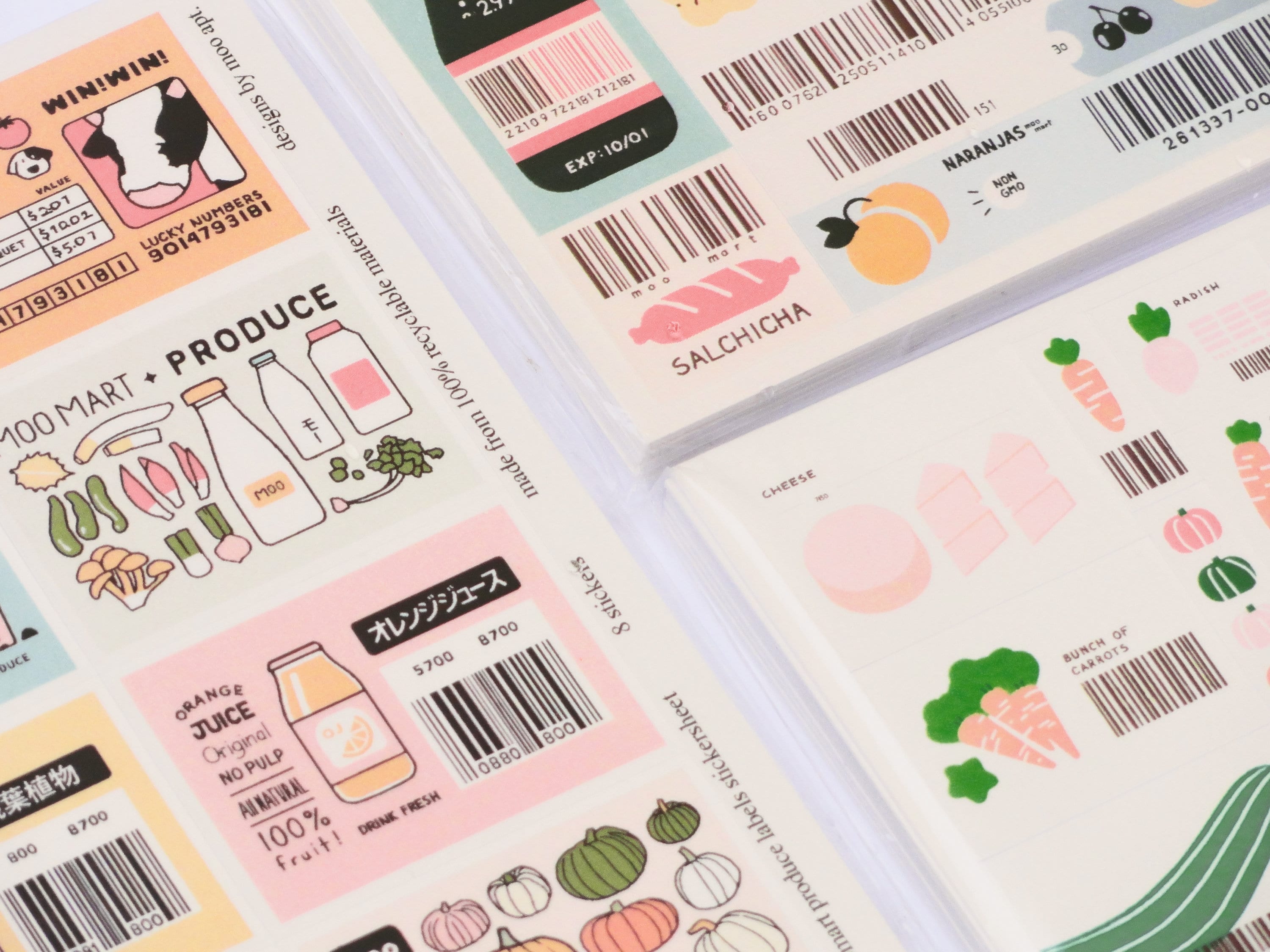 Moo-mart Minimal Labels Sticker Sheet | Stickers for Planning, Diary ...
