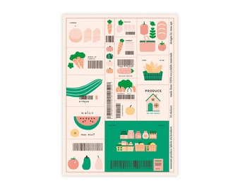 Moo-Mart Minimal Labels Sticker Sheet | Stickers for Planning, Diary, Journaling