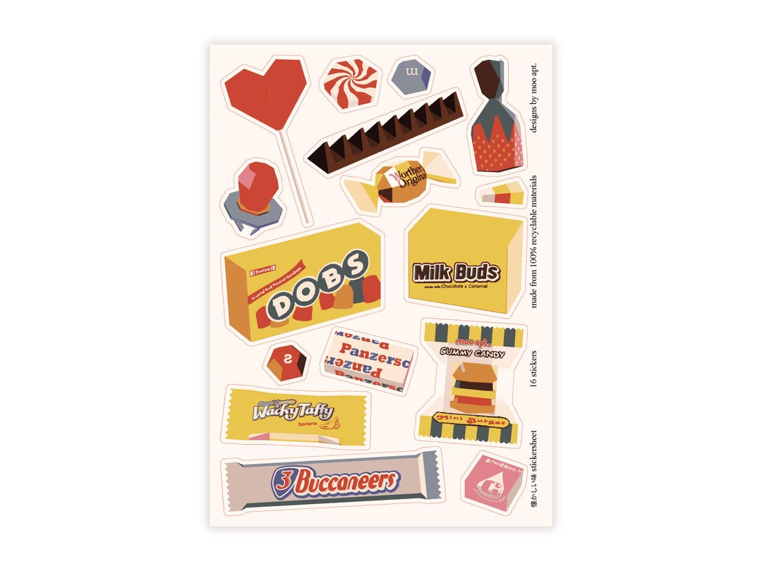 Nostalgia Candy Sticker Sheet | Stickers for Planning, Diary ...