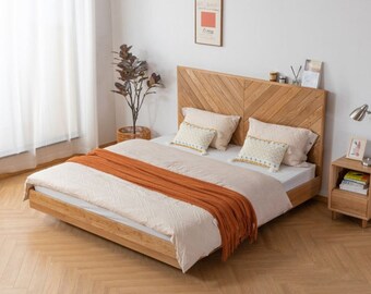 Chevron Low Pro Bed,Platform Bed, chevron bed frame, modern rustic style,Chevron Headboard,Boho Style,queen bed,chevron lov bed, bett,bed