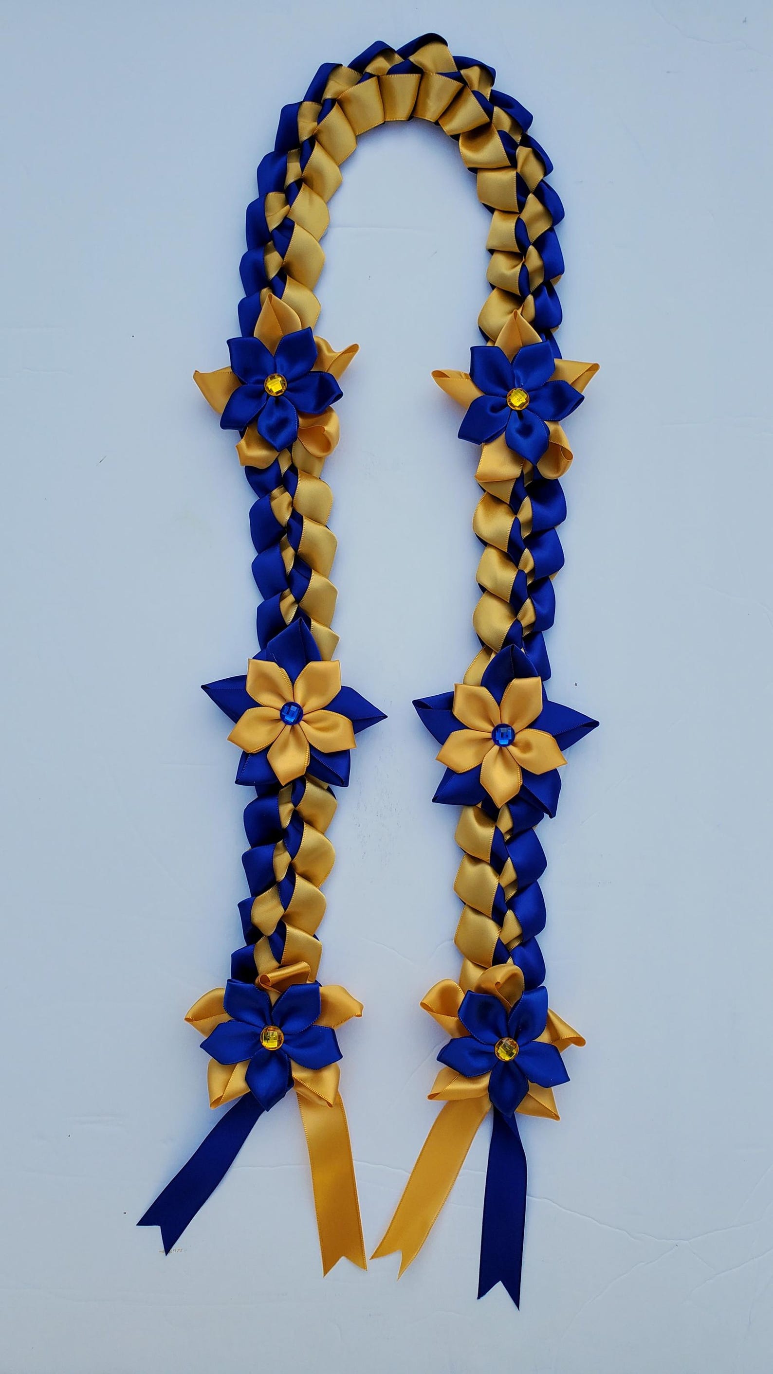 Royal Blue Ribbon In Graduation Royal Blue & Gold Satin Ribbon Graduation Lei - Handmade - Etsy
