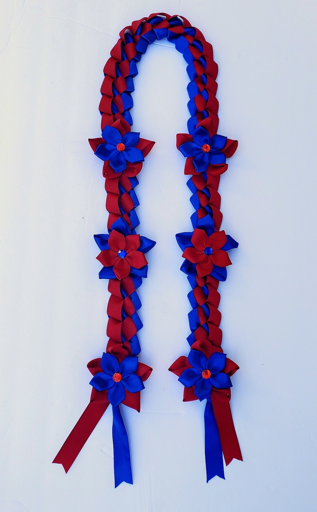 Graduation Lei in Blue and Red Satin Ribbons. Perfect Gift for Your ...