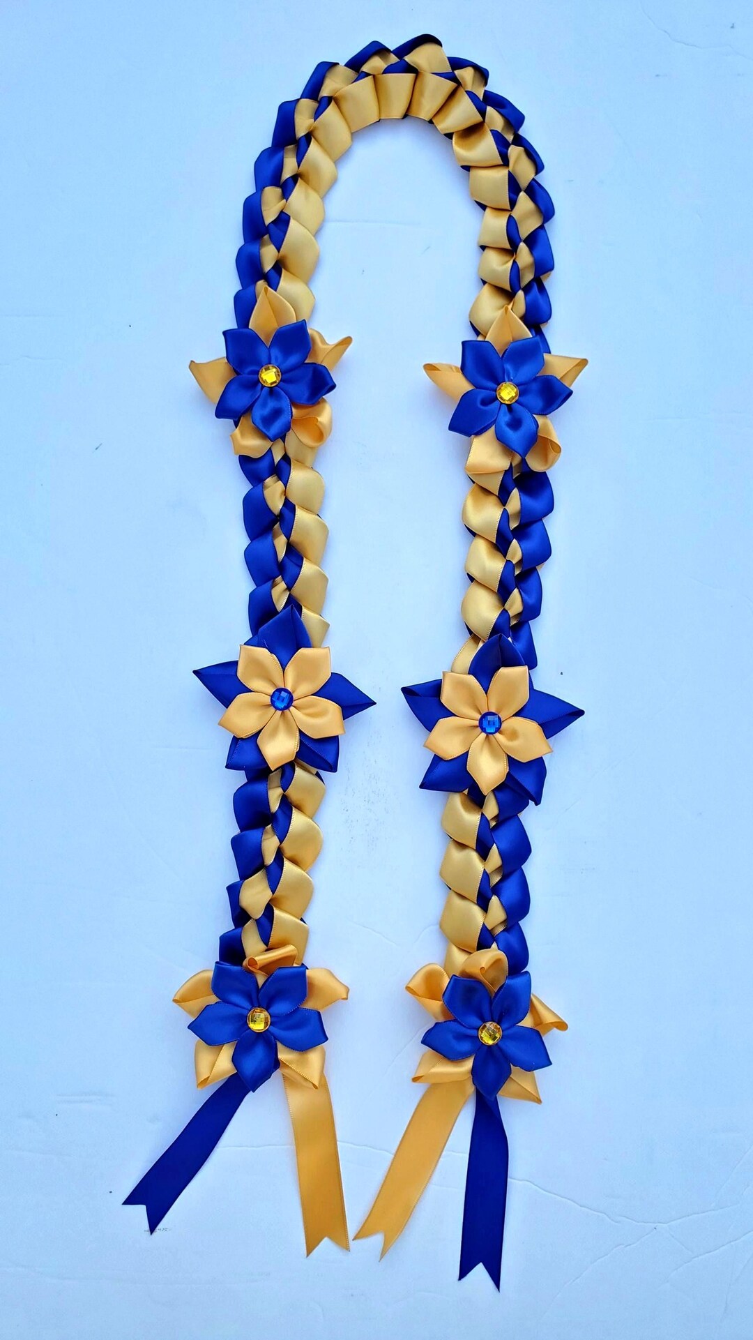 Royal Blue & Gold Satin Ribbon Graduation Lei - Handmade - Etsy