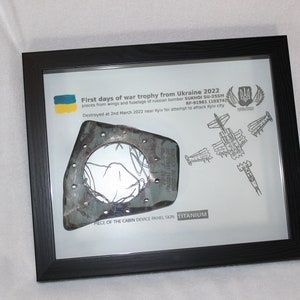 Military art original piece "from Ukraine 2022" in black frame piece titanium SUKHOI SU-25SM #51-01