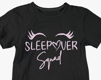 Sleepover Squad Eyelashes Heart Kids Party T-Shirt